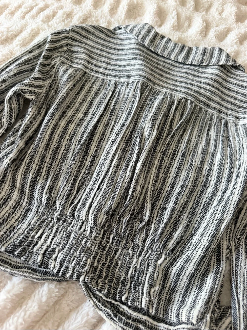 Free People Black & White Striped Button Front Blouse | XS